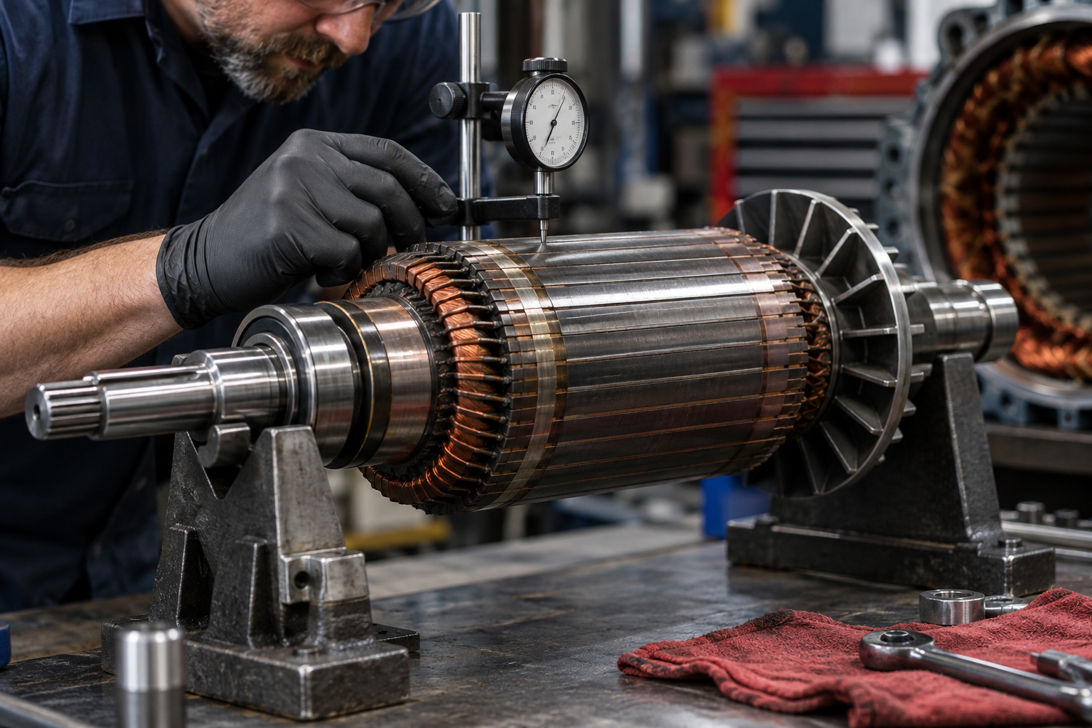 Industrial motor rotor inspection